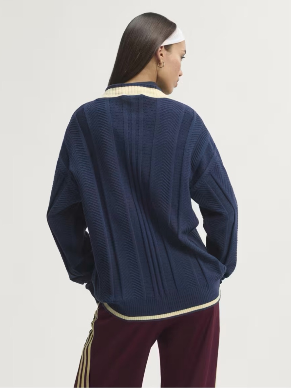 Adidas Originals cable knit navy blue cardigan. Brand new with tags size small. - Picture 5 of 9